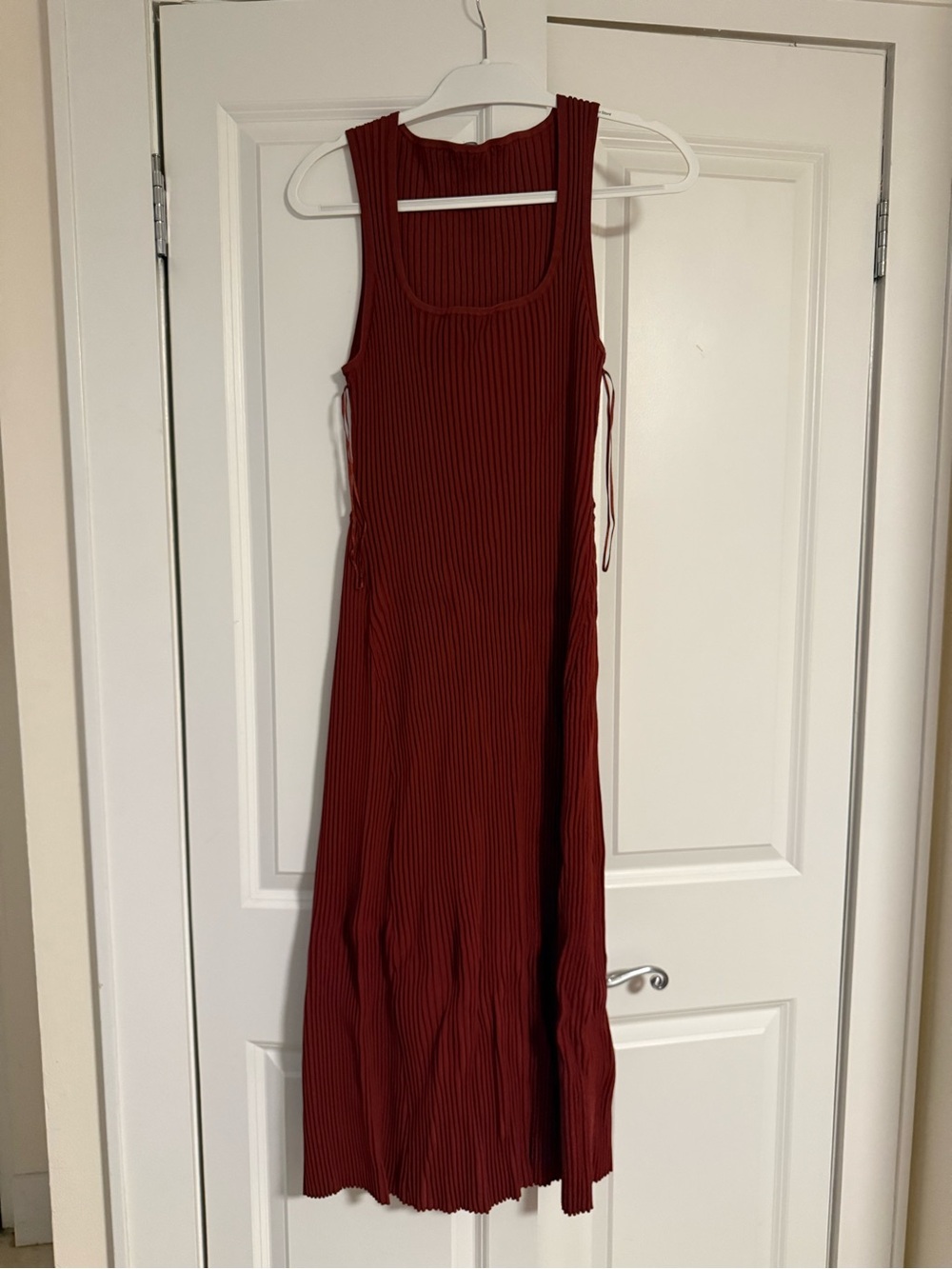 Witchery Ribbed Sleeveless Maxi Dress in Burgundy Red